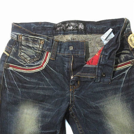  red pepper RED PEPPER Denim pants jeans stretch rope Logo embroidery indigo blue 28 men's 