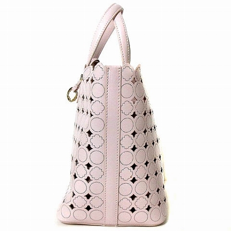 トッカ TOCCA CANDY CLOVER TOTE トートバッグ カットワーク パンチングレザー 巾着付き ピンク 鞄 レディースの画像3