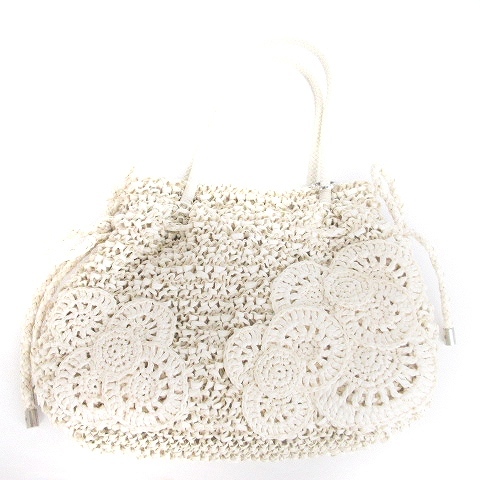 アンテプリマ ANTEPRIMA 美品 ワイヤーバッグ ハンド リボン 花柄 編み込み ホワイト 白系 鞄 レディース