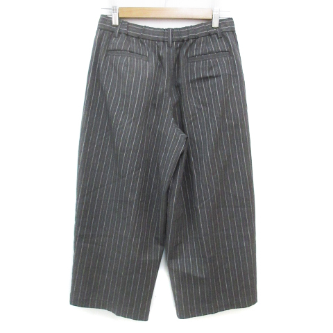  As Know As dubazas know as de base gaucho pants wide pants 7 minute height stripe pattern F gray white white #MO lady's 
