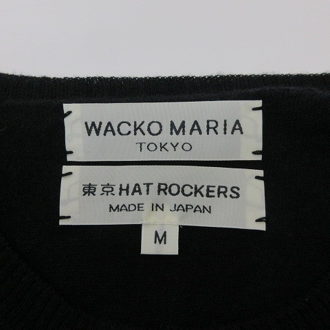 ワコマリア WACKO MARIA 東京 HAT ROCKERS カシミヤ100％ ニット セーター ロゴ 刺繍 黒 ブラック M メンズ_画像5
