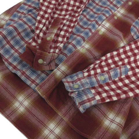 ドラッグストアーズ Drug Store's シャツ ネルシャツ クレイジーパターン コットン 日本製 チェック エンジ 赤 青 白 茶 メンズ_画像4
