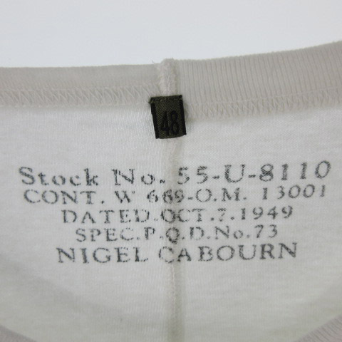 ナイジェルケーボン NIGEL CABOURN Tシャツ 半袖 55-U-8110 白 ホワイト 48 8038-00-21005 メンズ_画像4