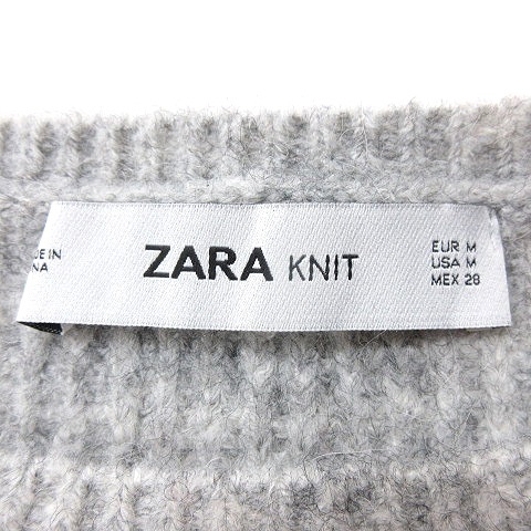 ザラ ZARA KNIT ニット セーター ワンポイント 長袖 ビジュー アルパカ混 M グレー /MN レディース_画像5