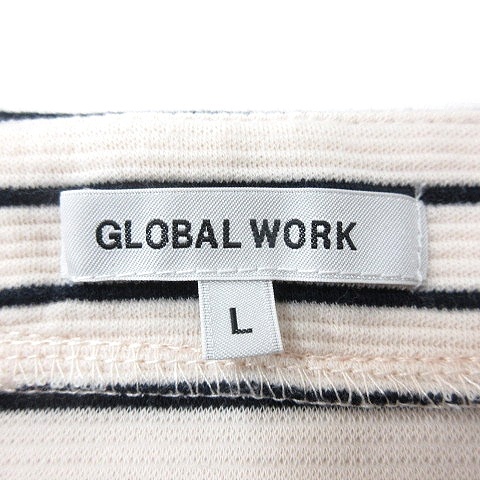 グローバルワーク GLOBAL WORK カットソー クルーネック ボーダー 長袖 切替 L 白 アイボリー /MN レディース_画像5