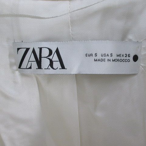 未使用品 ザラ ZARA ロング丈 チェスターコート S 白系 ホワイト ボタン 裏地 綿 コットン 毛 ウール混 タグ付き レディース_画像3