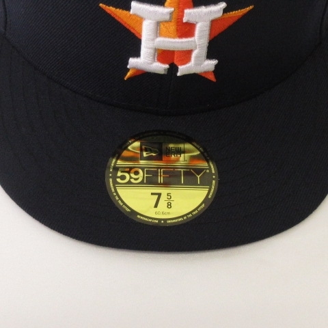 ニューエラ NEW ERA 美品 59FIFTY MLB H ヒューストン アストロズ キャップ 帽子 ネイビー オレンジ ホワイト 7 5/8 60.6cm メンズ_画像3