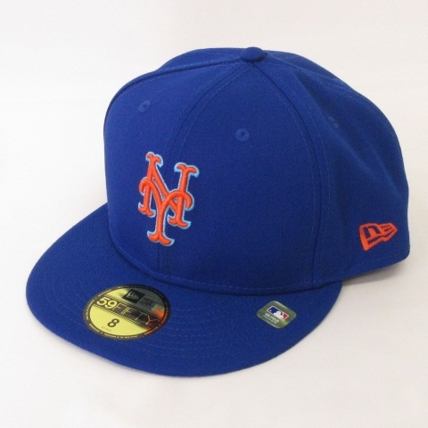 ニューエラ NEW ERA 美品 59FIFTY MLB NY ニューヨーク・メッツ キャップ 帽子 ブルー オレンジ 8 63.5cm メンズ_画像1