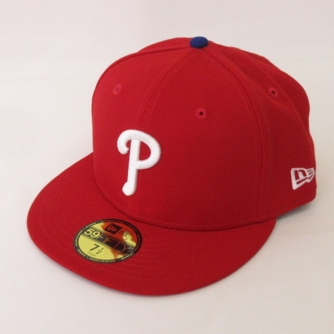 ニューエラ NEW ERA 美品 59FIFTY P フィラデルフィア・フィリーズ キャップ 帽子 カーディナル レッド 8 63.5cm メンズ_画像1