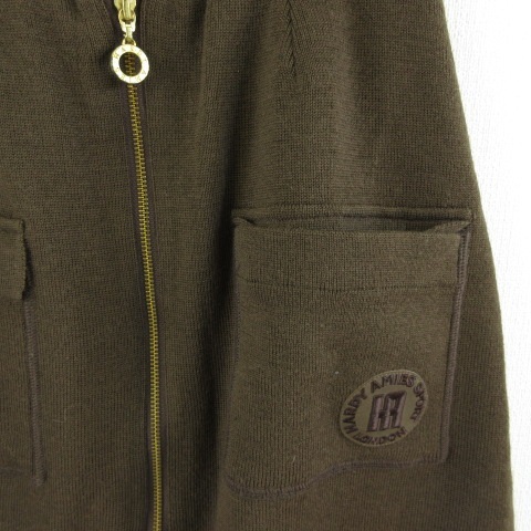 ハーディエイミス HARDY AMIES H.A.SPORT ニットスカート ミニ 台形 ワンポイント 茶 3 *T153 レディース_画像4