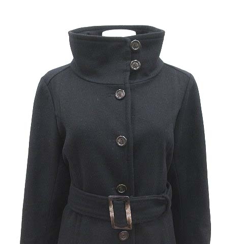  As Know As as know as coat stand-up collar single belt wool total lining black black /CT lady's 