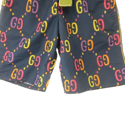 未使用品 グッチ GUCCI タグ付き JUMBO GG NYLON SHORTS ハーフパンツ ショートパンツ GG柄 703548 ウエストゴム 紺 ネイビー 52 約XL_画像5