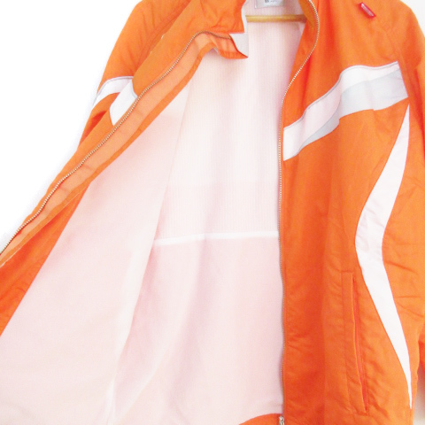 ミズノ MIZUNO スポーツウェア トラックジャケット ミドル丈 ジップアップ ロゴ刺? ライン SS オレンジ 白 ホワイト /FF17 メンズ_画像4
