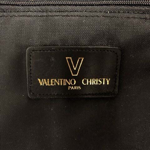 バレンチノクリスティ valentino christy ハンドバック ボストンバッグ 洋服収納バッグ 刺繍 ロゴ 無地 裏地 黒 ブラック 金 メンズ_画像3