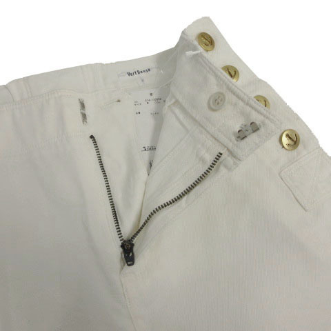  unused goods Vert Dense Vert Dense pants sailor pants wide cropped pants height back race up cotton white 2