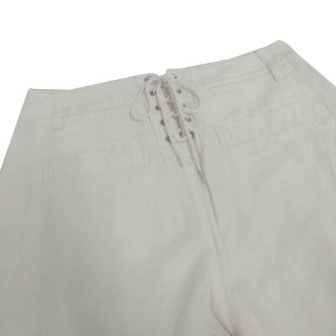  unused goods Vert Dense Vert Dense pants sailor pants wide cropped pants height back race up cotton white 2