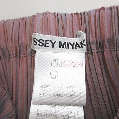 イッセイミヤケ ISSEY MIYAKE スカート プリーツスカート ロング 切替 総ゴム 玉虫色 ピンク ブルー M レディース_画像3