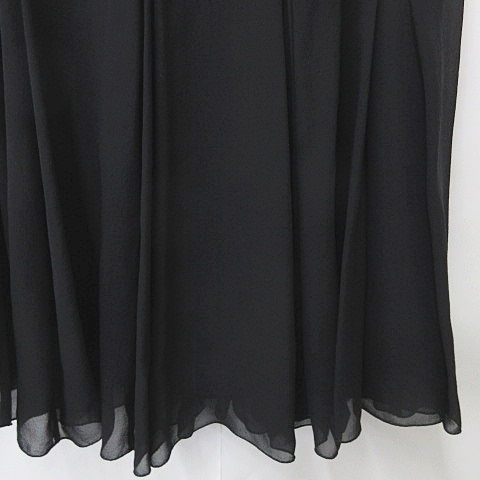  Fragile FRAGILE skirt 2 pieces set flared skirt long inset switch tuck chiffon satin black black gray 36