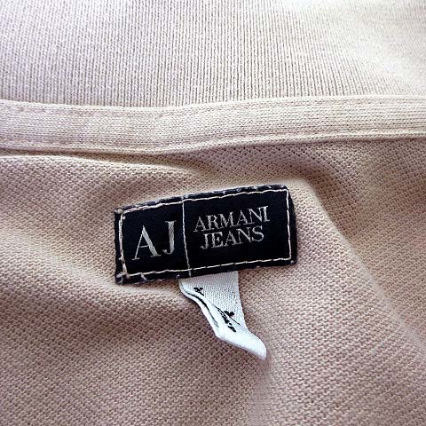 アルマーニ ジーンズ ARMANI JEANS シャツ ポロシャツ 半袖 鹿の子 ロゴ 刺繍 M くすみ ベージュ 国内正規品 メンズ_画像4