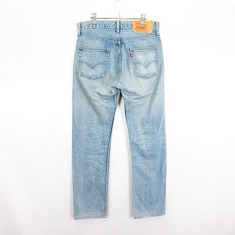 リーバイス Levi's 505-03 505-0330 デニム ジーンズ ボトムス タイトフィット ストレート ユーズド加工 32 ライトブルー ※EKM メンズ_画像2