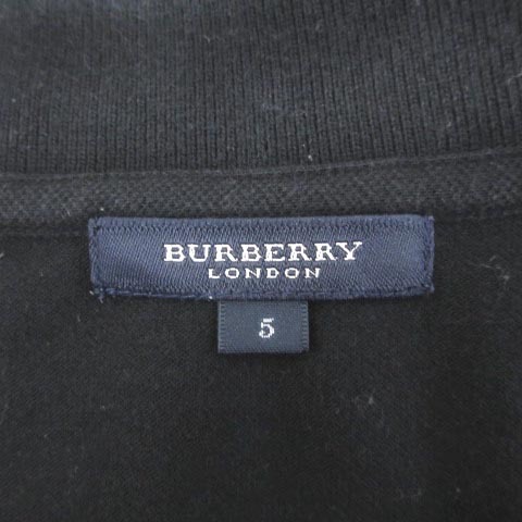 バーバリー ロンドン BURBERRY LONDON ポロシャツ 半袖 ホースロゴ 刺繍 コットン ブラック 黒 5 S位 レディース_画像8