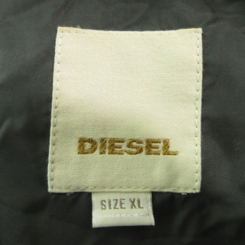 ディーゼル DIESEL ダウン ジャケット ハイネック 牛革 厚手 XLサイズ 緑 グリーン ■U90 メンズ_画像5