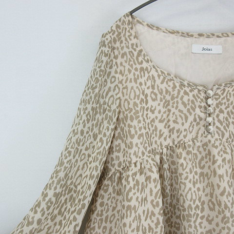  Joias Joias Leopard pattern flair tunic cut and sewn 7 minute sleeve beige group 1 lady's 