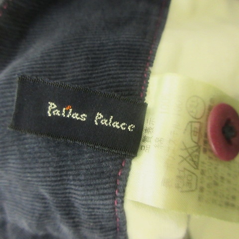 パラスパレス Pallas Palace ワイドパンツ ベルト付き コットン 2 約M 紺 ネイビー IBO47 レディースの画像3