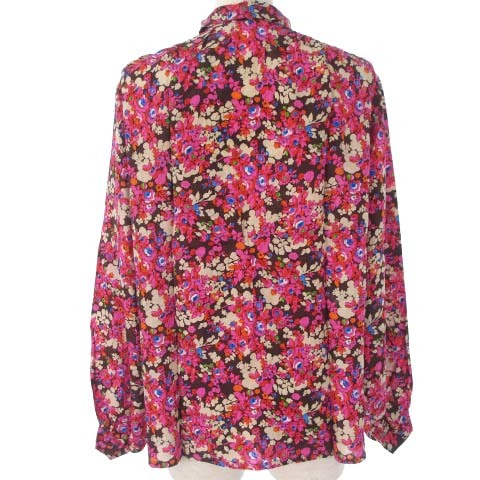  Christian Dior Christian Dior shirt blouse long sleeve floral print silk 100% Vintage pink series multicolor L ECR17 lady's 