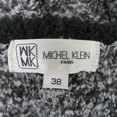 エムケー ミッシェルクラン MK MICHEL KLEIN ニット セーター 長袖 ラウンドネック 無地 ウール混 38 黒 ブラック /YK3 レディース_画像4