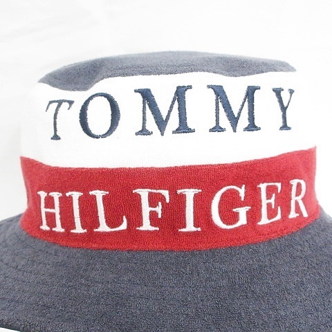 未使用品 トミーヒルフィガー TOMMY HILFIGER ゴルフ GOLF 帽子 ハット リバーシブル パイル 英字 ネイビー ホワイト レッド フリー_画像3