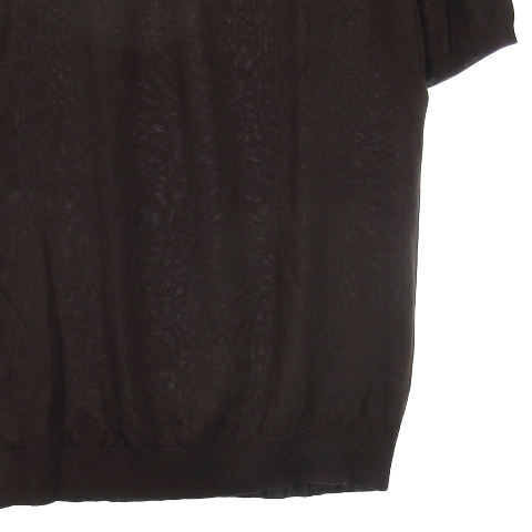 ロベルトコリーナ ROBERTO COLLINA ニット ポロシャツ 半袖 コットン イタリア製 ブラウン 48 メンズ_画像3
