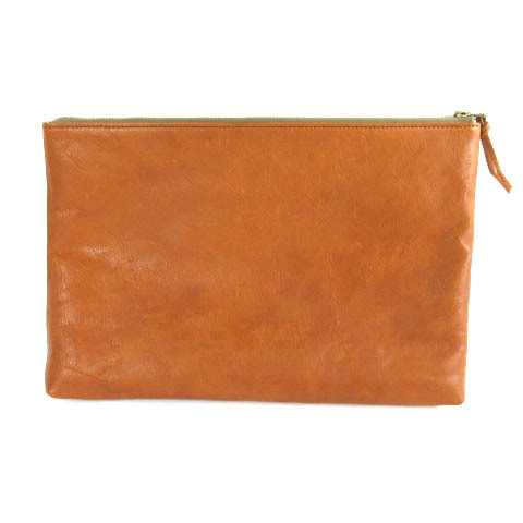 s low SLOW clutch bag second bag leather Camel men's 