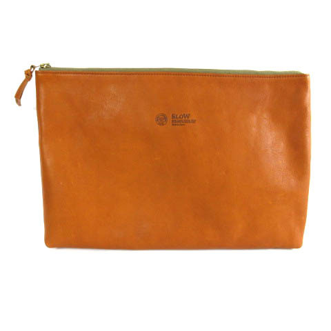 s low SLOW clutch bag second bag leather Camel men's 