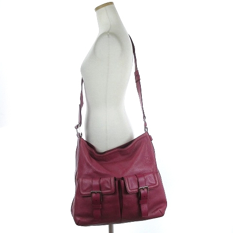  Hirofu HIROFU shoulder bag diagonal .. leather belt Logo pink bag lady's 