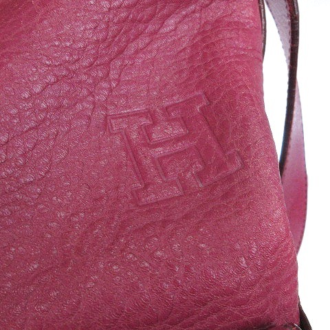  Hirofu HIROFU shoulder bag diagonal .. leather belt Logo pink bag lady's 