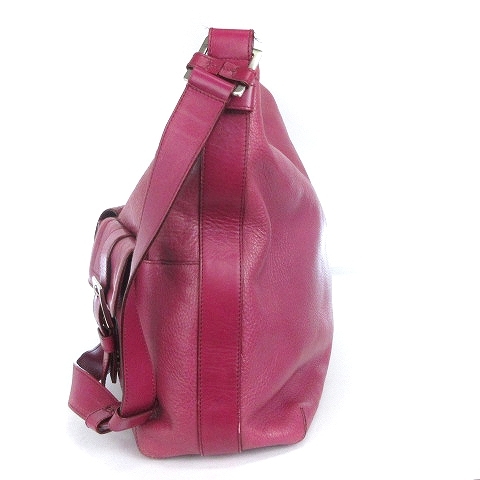  Hirofu HIROFU shoulder bag diagonal .. leather belt Logo pink bag lady's 
