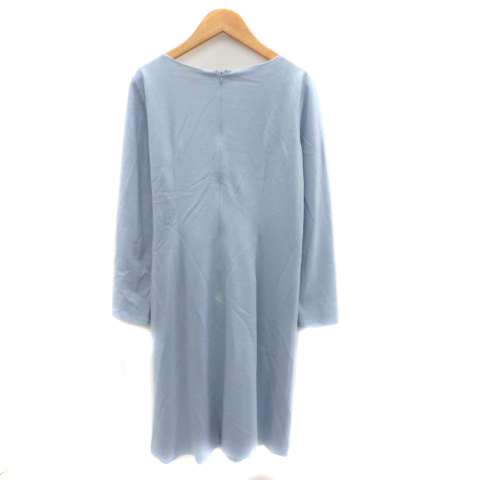  Untitled UNTITLED One-piece knee height long sleeve round neck ribbon plain wool 1 light blue /YK27 lady's 