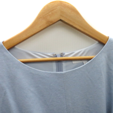  Untitled UNTITLED One-piece knee height long sleeve round neck ribbon plain wool 1 light blue /YK27 lady's 