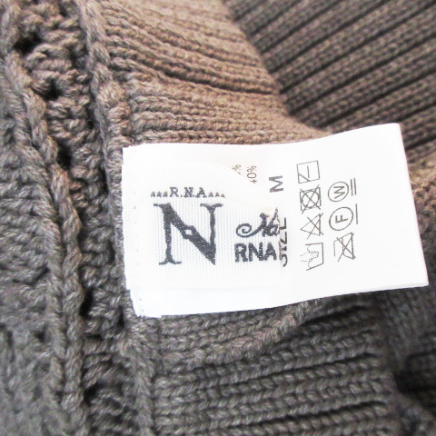 a-ruene-enRNA-N knitted the best pull over short V neck side slit M khaki /FF29 lady's 