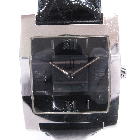 ダンヒル スクエア ファセット ダンヒリオン 腕時計 アナログ 2針 クォーツ 8022 文字盤ブラック シルバーカラー ウォッチ ■SM1 メンズ