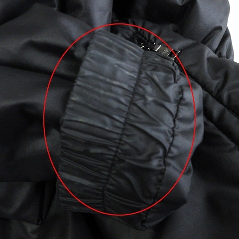 エンポリオアルマーニ 中綿ジャケット ブルゾン ジップアップ フード ラビットファー 無地 ナイロン 黒 ブラック 40 L相当 レディース_画像8