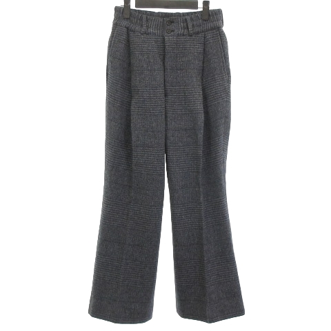 サブレーション SUBLATIONS 美品 HEAVY WOOL GABARDINE FLARE EASY TROUSERS スラックス パンツ グレンチェック グレー系 0 XS～S位 メンズ_画像1