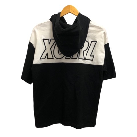 エックスガール x-girl トレーナー 半袖 ロゴ刺繍 フード コットン 1 黒 ブラック 白 ホワイト レディース_画像2