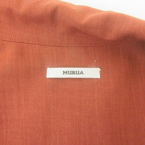 ムルーア MURUA シャツワンピース ベルト付き ダブルボタン ロング丈 長袖 赤 レッド 系 F 0213 ■GY31 レディース_画像4