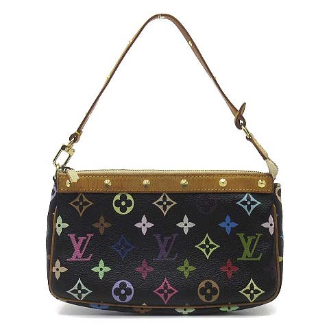 ルイヴィトン LOUIS VUITTON モノグラム マルチカラー ポシェット アクセソワール スタッズ ポーチ M92648 ノワール ブラック 黒 レディー_画像1