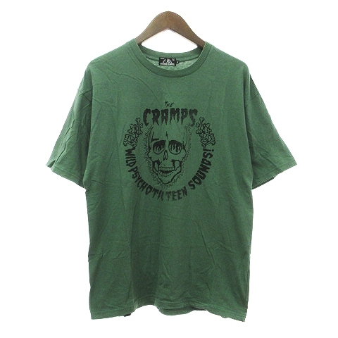 ヒステリックグラマー Tシャツ カットソー 半袖 CRAMPS クランプス スカル プリント コットン 02171CT10 緑 グリーン M ■SM1 メンズ_画像1