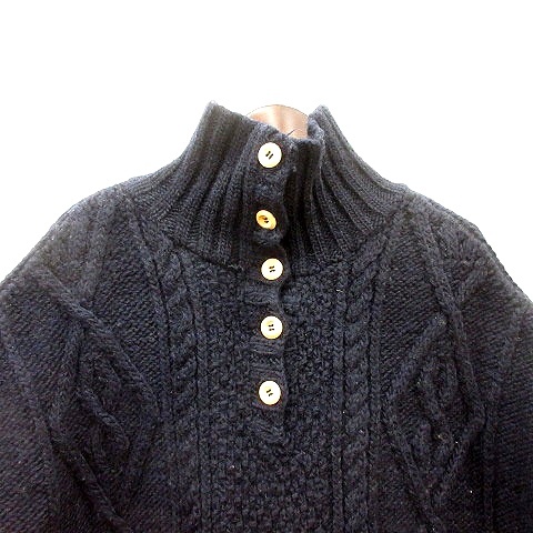  Nimes NIMES вязаный свитер с высоким воротником короткий рукав кабель шерсть темно-синий темно-синий /MN женский 