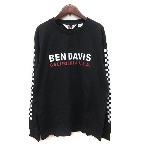 未使用品 ベンデイビス BEN DAVIS Tシャツ カットソー 長袖 L 黒 ブラック /YI メンズ_画像1