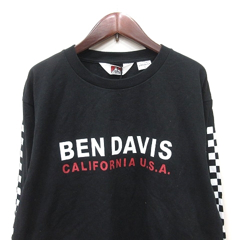 未使用品 ベンデイビス BEN DAVIS Tシャツ カットソー 長袖 L 黒 ブラック /YI メンズ_画像2